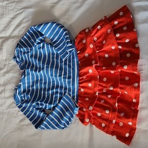 Hanna Andersson 100 4 blue stripe red polka dot ruffle dress